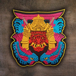Oni Demon Samurai Embroidered Iron on Patch Dragons Velcro Gift